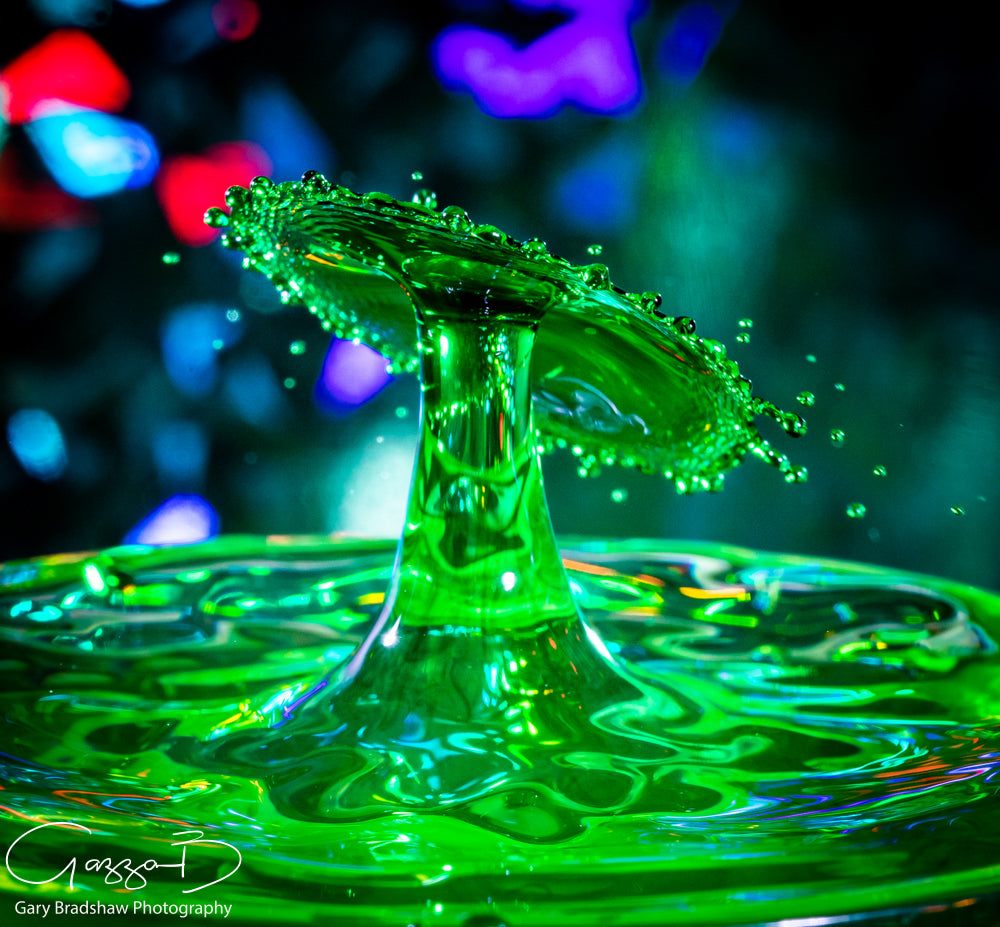 Water Drops Colliding - Greens 3