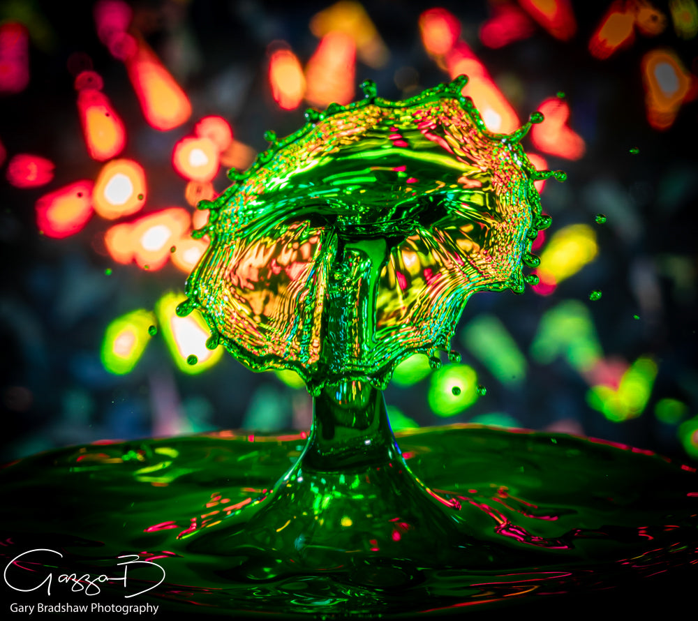 Water Drops Colliding - Greens 5